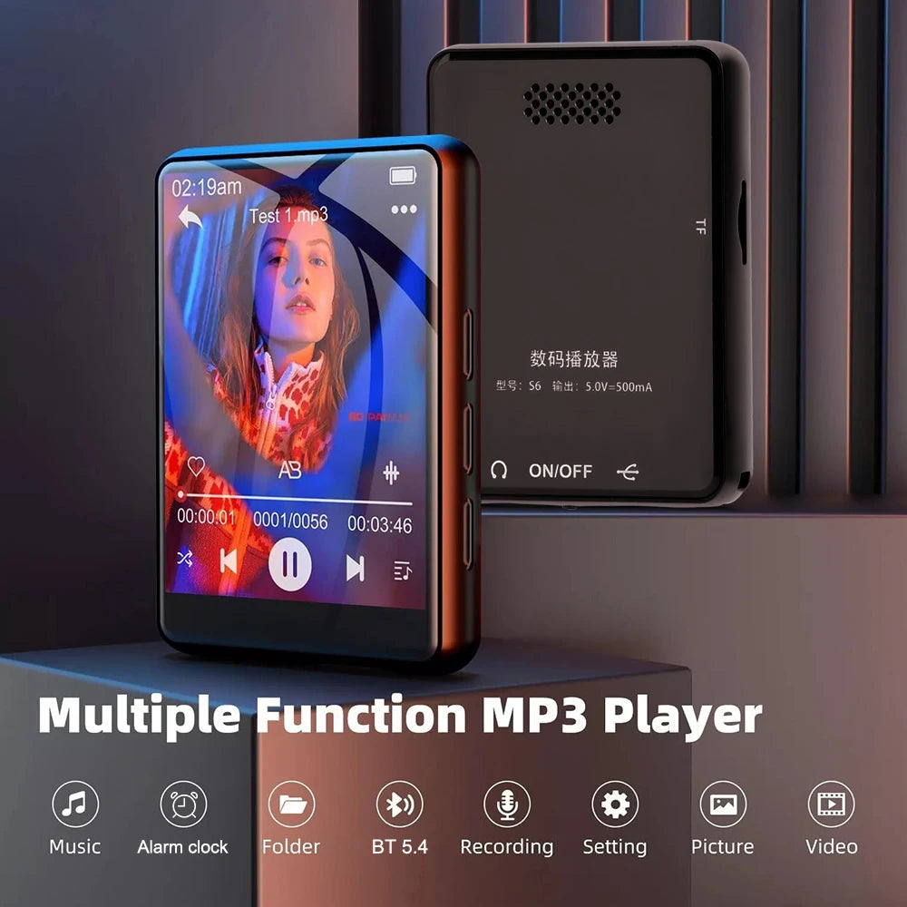 32GB Portable Mp3 Player 2.4'' Touch Screen With BT 5.4 MP3 Player with Built-in HD Speaker Support voice recording,video,e-book
