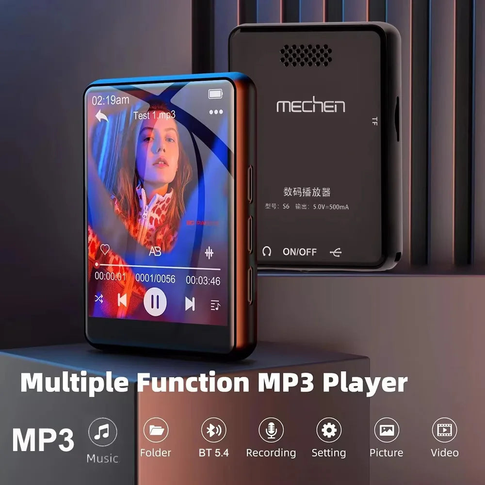32GB Portable Mp3 Player 2.4'' Touch Screen With BT 5.4 MP3 Player with Built-in HD Speaker Support voice recording,video,e-book