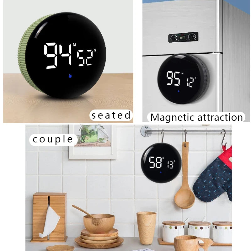 1PC Student Digital Silent Timer Magnetic Kitchen Electronic Timer Learn Countdown Reminder (Built-in Rechargeable Lithium Batte