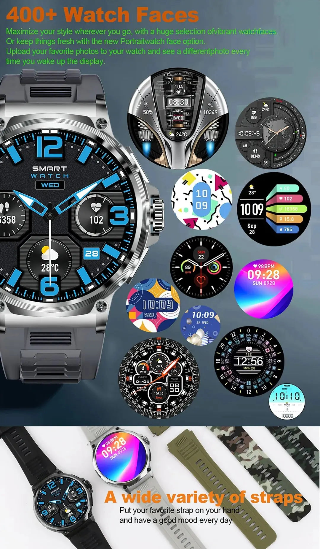 New 710mAh Bluetooth Call Smart Watch Men Sports Watches Men 1.85"HD Health Monitor Waterproof Smartwatch For Android IOS
