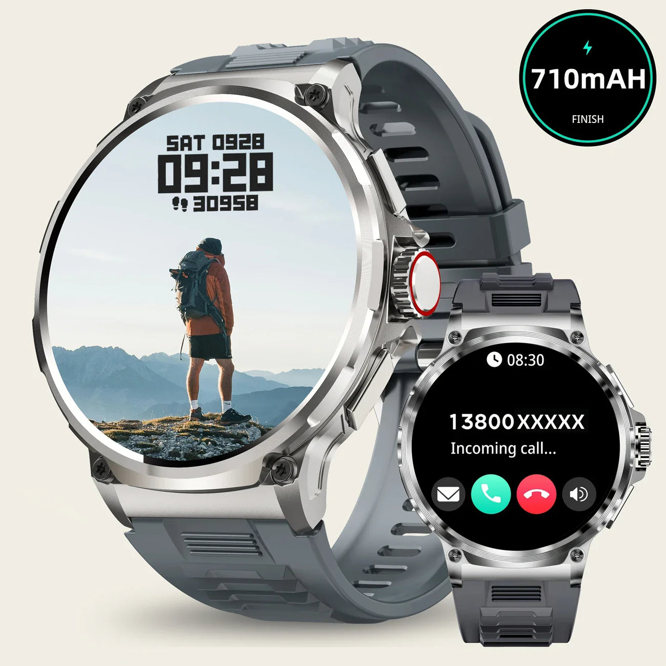 New 710mAh Bluetooth Call Smart Watch Men Sports Watches Men 1.85"HD Health Monitor Waterproof Smartwatch For Android IOS