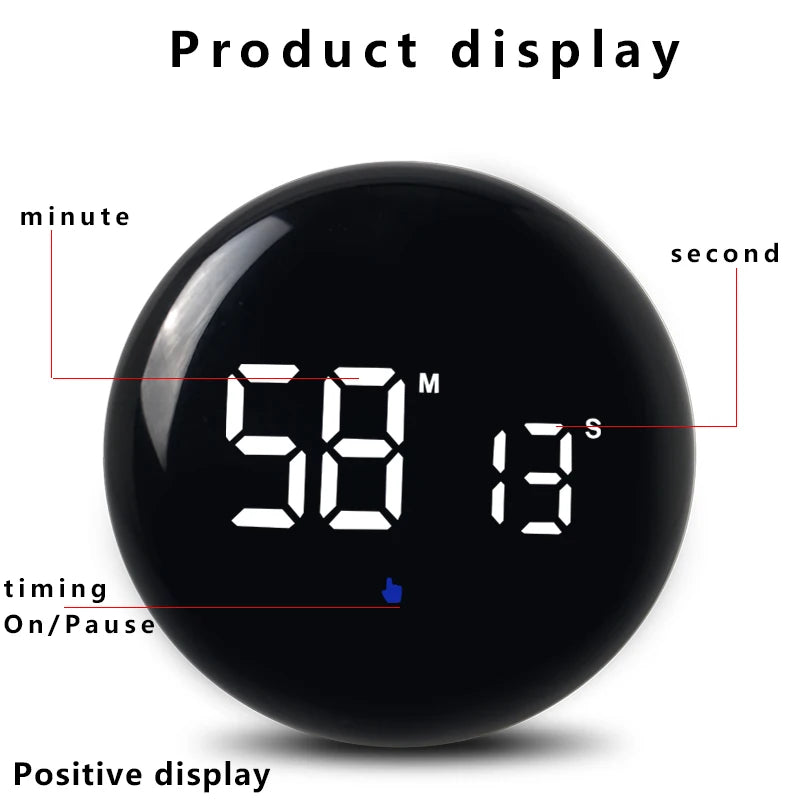 1PC Student Digital Silent Timer Magnetic Kitchen Electronic Timer Learn Countdown Reminder (Built-in Rechargeable Lithium Batte