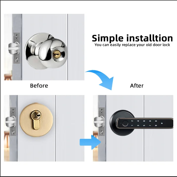 RAYKUBE M3-S Tuya BLE Smart Fingerprint Door Lock Electronic Lock with Password/Key/Smartlife/Tuya APP Remote Unlock For Bedroom