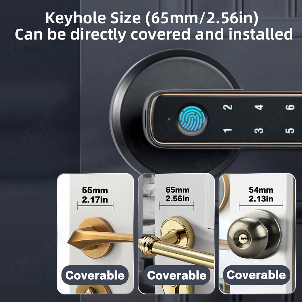 RAYKUBE M3-S Tuya BLE Smart Fingerprint Door Lock Electronic Lock with Password/Key/Smartlife/Tuya APP Remote Unlock For Bedroom