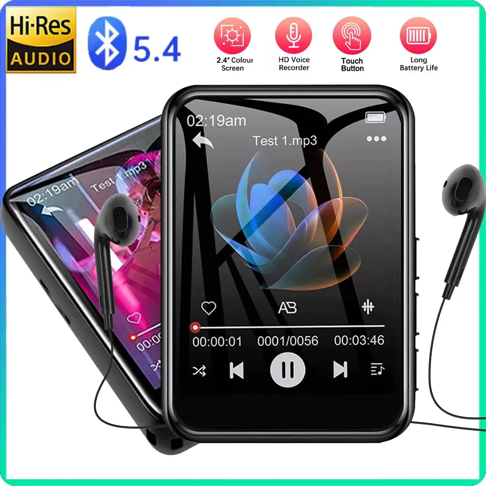 32GB Portable Mp3 Player 2.4'' Touch Screen With BT 5.4 MP3 Player with Built-in HD Speaker Support voice recording,video,e-book