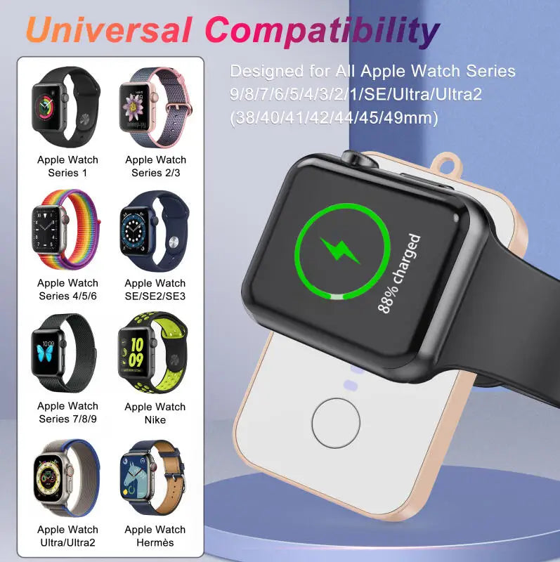 1200mAh Portable Wireless Charger Power Bank For Apple Watch Series 10 9 8 7 6 5 4 SE Ultra For iWatch Magnetic Charging Station