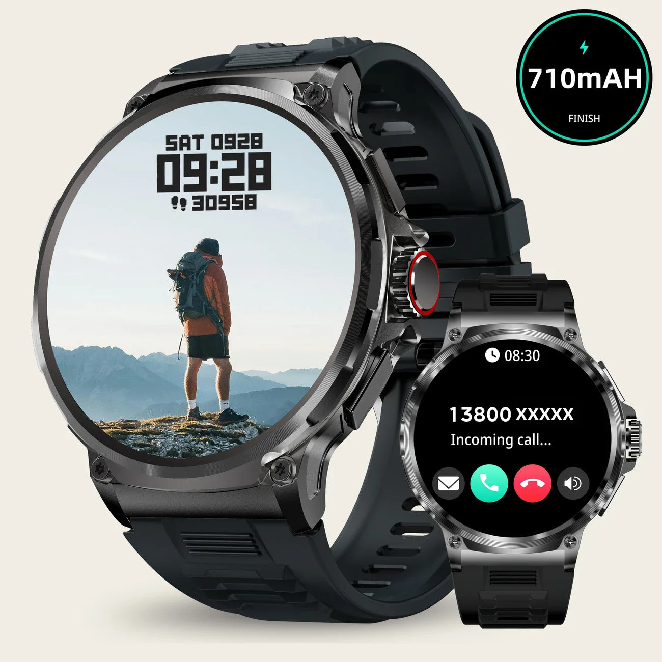 New 710mAh Bluetooth Call Smart Watch Men Sports Watches Men 1.85"HD Health Monitor Waterproof Smartwatch For Android IOS