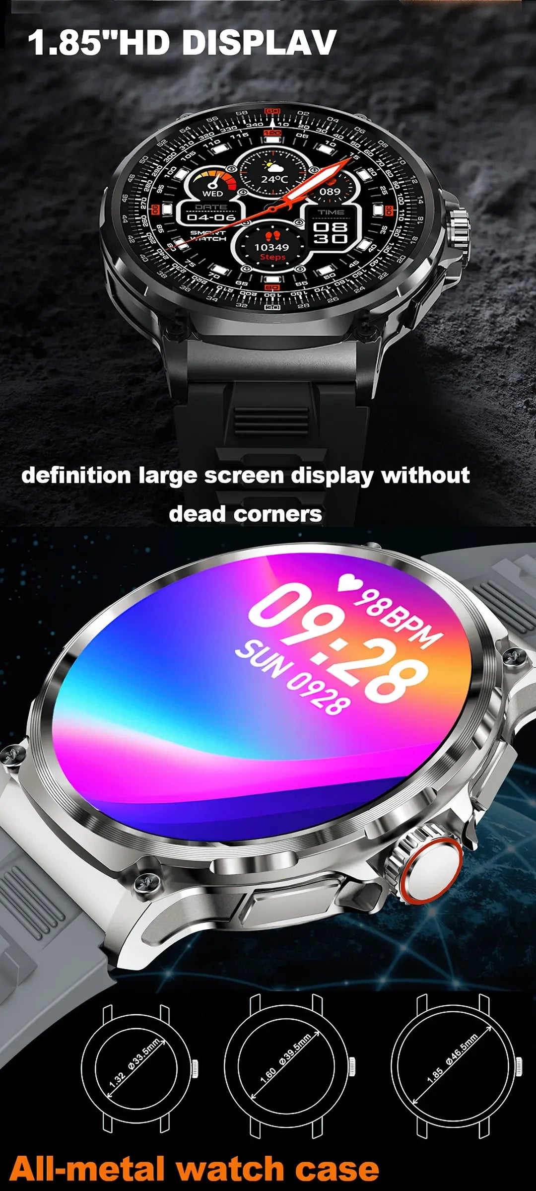 New 710mAh Bluetooth Call Smart Watch Men Sports Watches Men 1.85"HD Health Monitor Waterproof Smartwatch For Android IOS