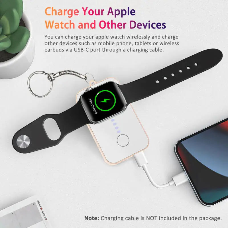 1200mAh Portable Wireless Charger Power Bank For Apple Watch Series 10 9 8 7 6 5 4 SE Ultra For iWatch Magnetic Charging Station