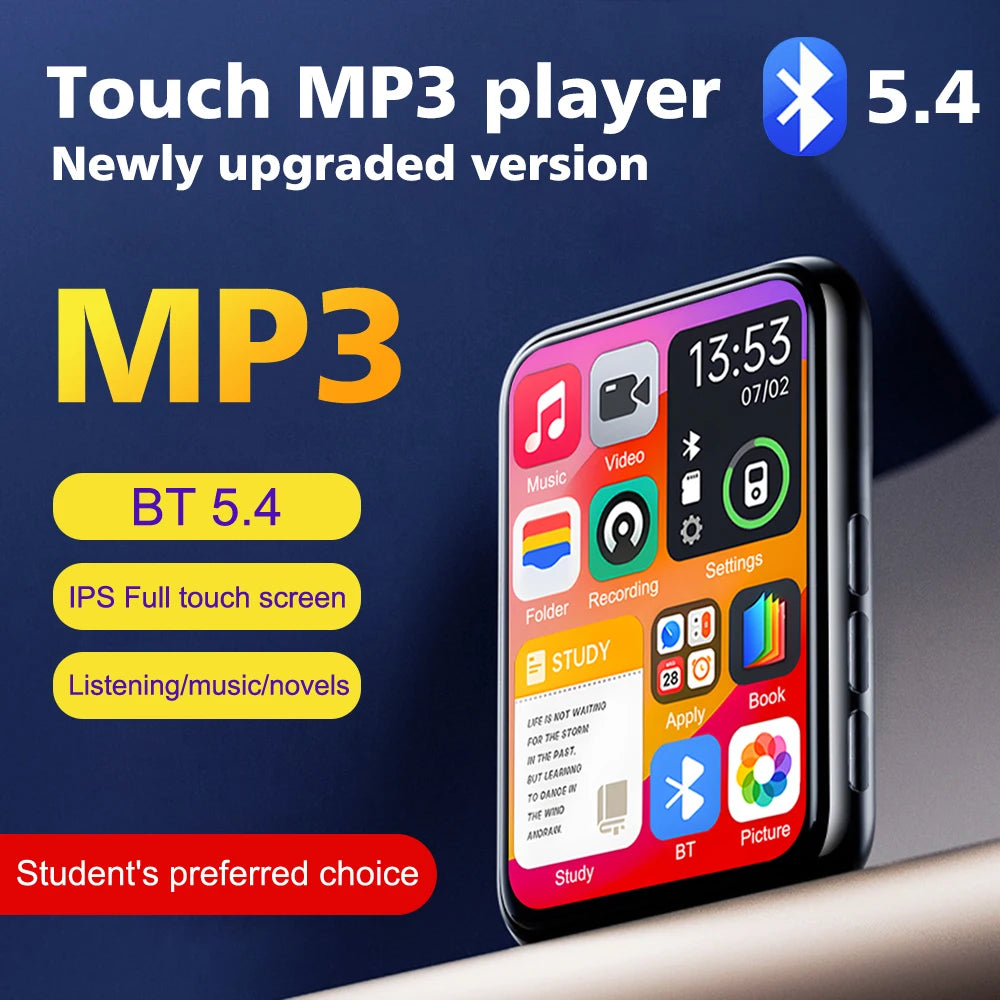 32GB Portable Mp3 Player 2.4'' Touch Screen With BT 5.4 MP3 Player with Built-in HD Speaker Support voice recording,video,e-book