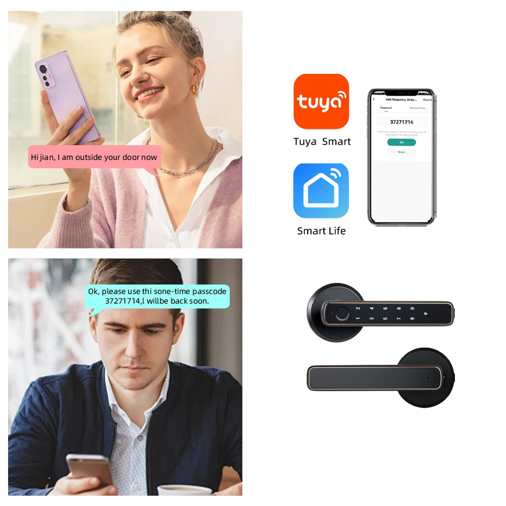 RAYKUBE M3-S Tuya BLE Smart Fingerprint Door Lock Electronic Lock with Password/Key/Smartlife/Tuya APP Remote Unlock For Bedroom