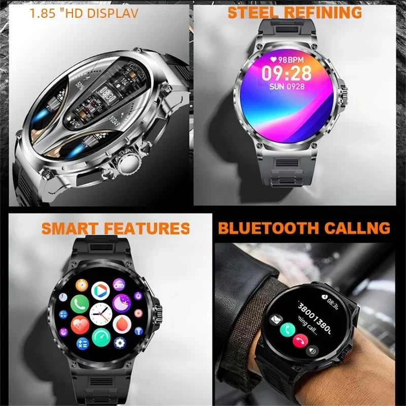 New 710mAh Bluetooth Call Smart Watch Men Sports Watches Men 1.85"HD Health Monitor Waterproof Smartwatch For Android IOS
