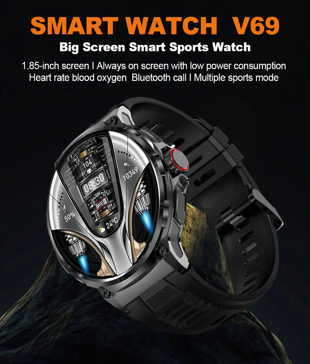 New 710mAh Bluetooth Call Smart Watch Men Sports Watches Men 1.85"HD Health Monitor Waterproof Smartwatch For Android IOS