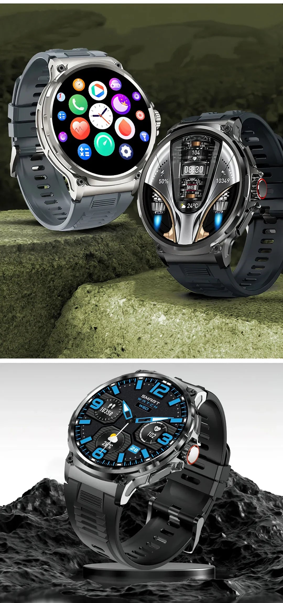 New 710mAh Bluetooth Call Smart Watch Men Sports Watches Men 1.85"HD Health Monitor Waterproof Smartwatch For Android IOS