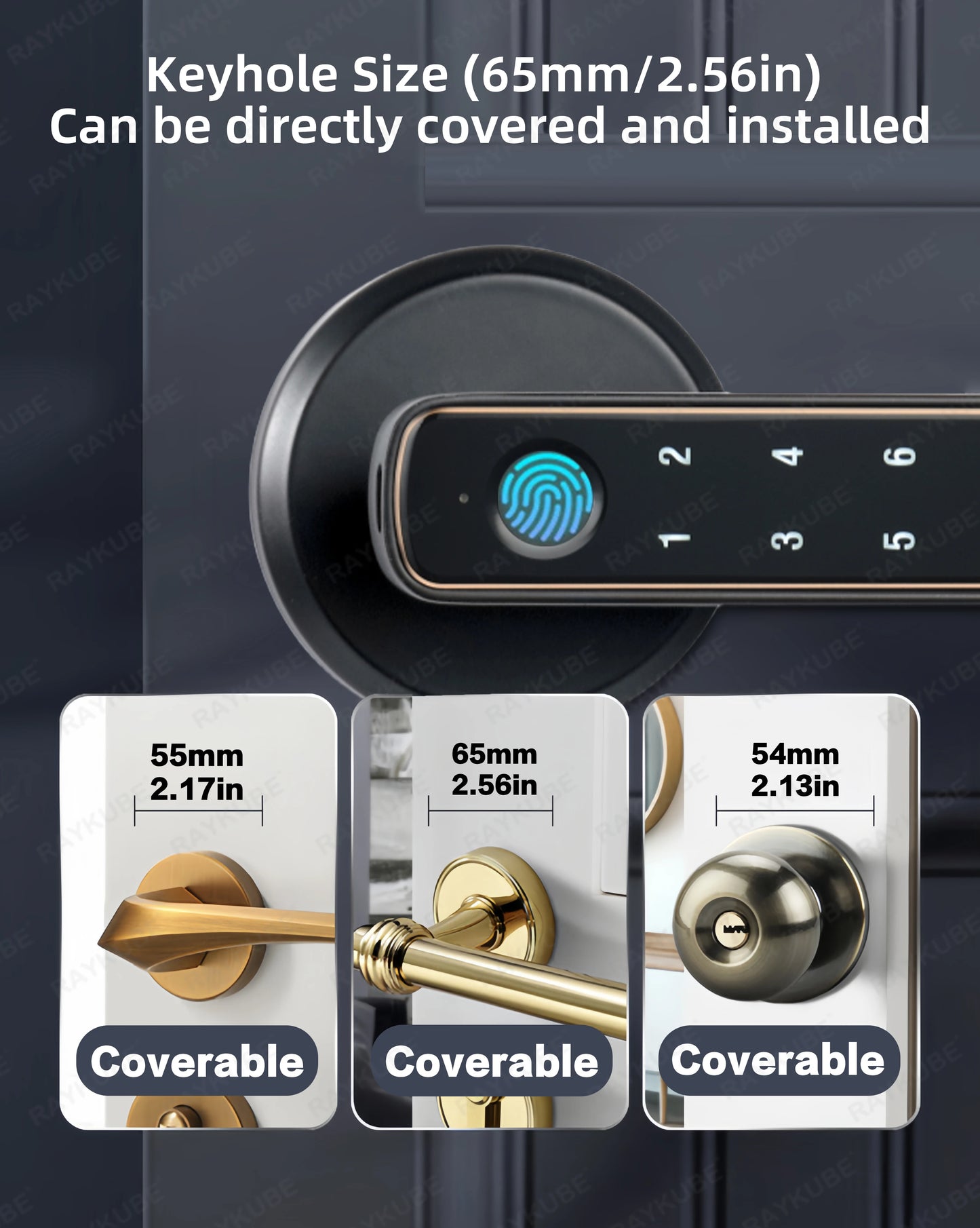 RAYKUBE M3-S Tuya BLE Smart Fingerprint Door Lock Electronic Lock with Password/Key/Smartlife/Tuya APP Remote Unlock For Bedroom