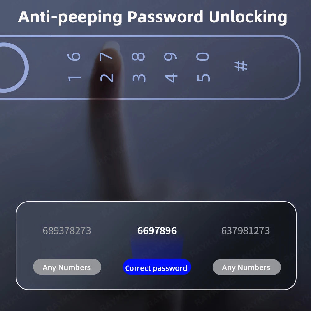 RAYKUBE M3-S Tuya BLE Smart Fingerprint Door Lock Electronic Lock with Password/Key/Smartlife/Tuya APP Remote Unlock For Bedroom