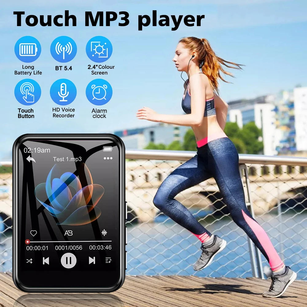 32GB Portable Mp3 Player 2.4'' Touch Screen With BT 5.4 MP3 Player with Built-in HD Speaker Support voice recording,video,e-book